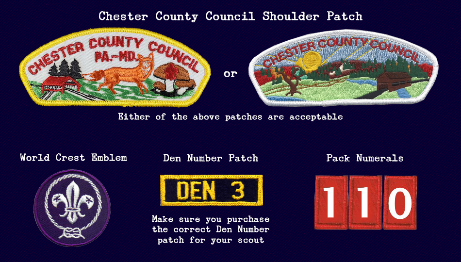 Cub Scout Pack 110 Required Uniform Patches